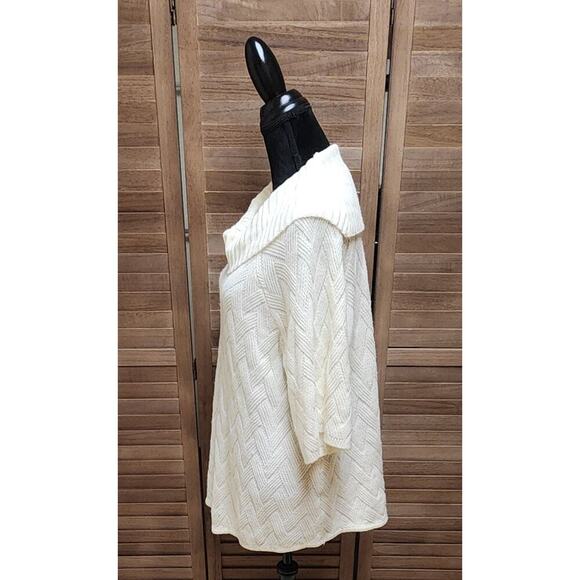 Avenue Womens Chevron-Stitch Cowlneck Ivory 3/4 Sleeve Sweater Plus Size 18/20 - Picture 5 of 7